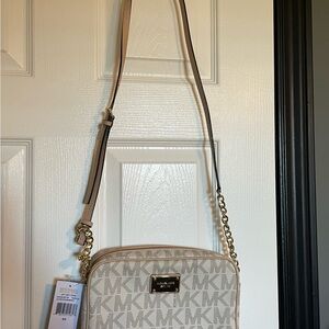 NWT Michael Kors Cream and Gold Crossbody Bag